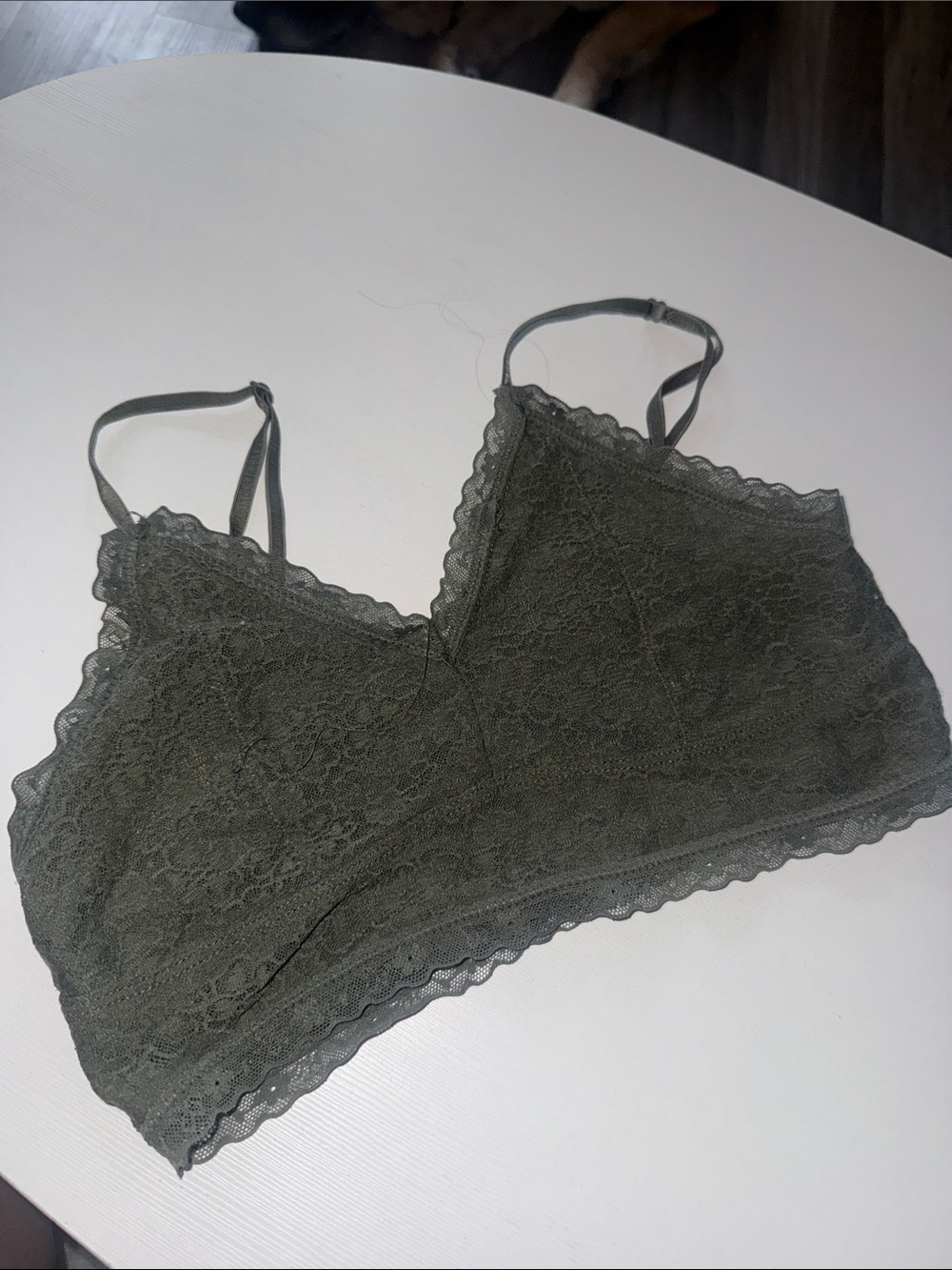 Lace Bralette in Olive Green - Soft Stretch Comfort